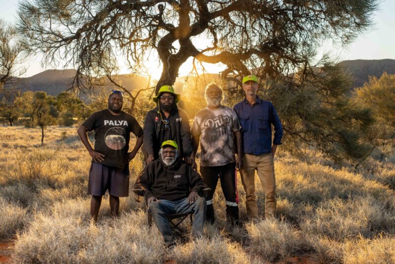 Uti Kulintjaku Watiku Team, Kaltukatjara (Tjauwata outstation) NT, Watiku Tjina Ankunytjaku (Men’s Walk), August 2025, Photo by Rhett Hammerton, ©NPYWC